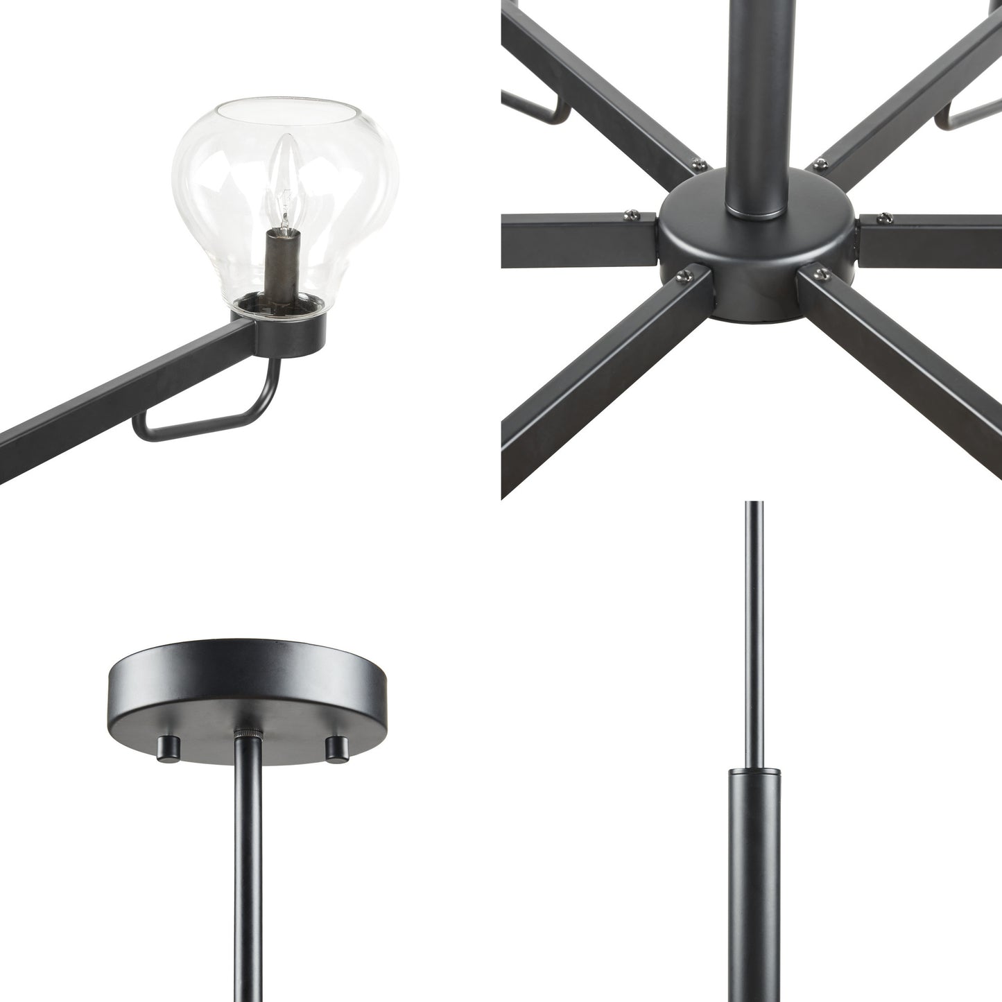 510 Design 6-Light Chandelier with Bowl Shaped Glass Shades