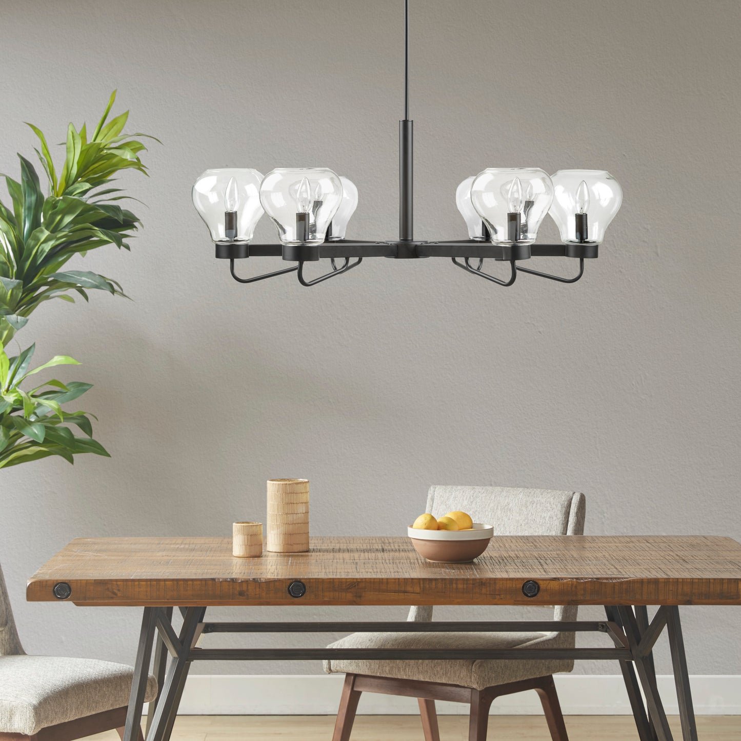 510 Design 6-Light Chandelier with Bowl Shaped Glass Shades