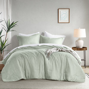 Camden Chambray Print Solid Comforter Set