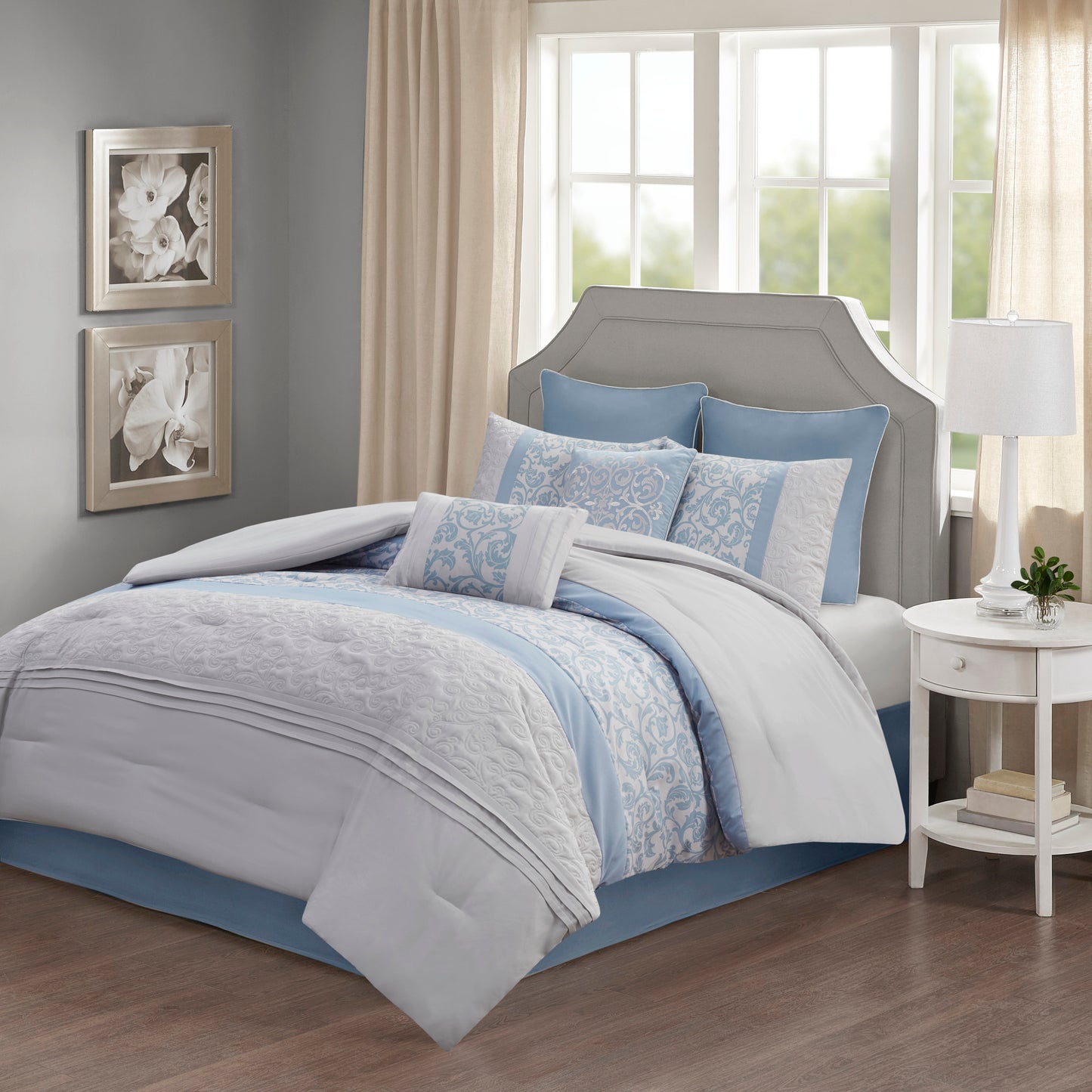 510 Design Embroidered 8 Piece Comforter Set