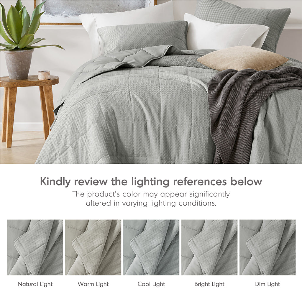 Comfort Spaces Waffle Weave Textured Quilt Set