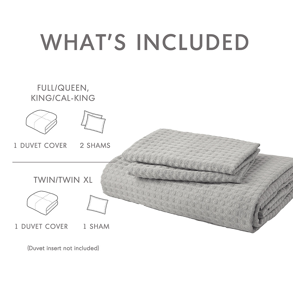 Comfort Spaces Waffle Weave Textured Duvet Cover Set