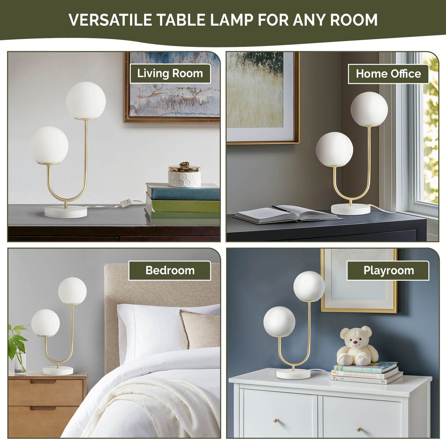 510 Design Metal 2-Light Globe Table Lamp
