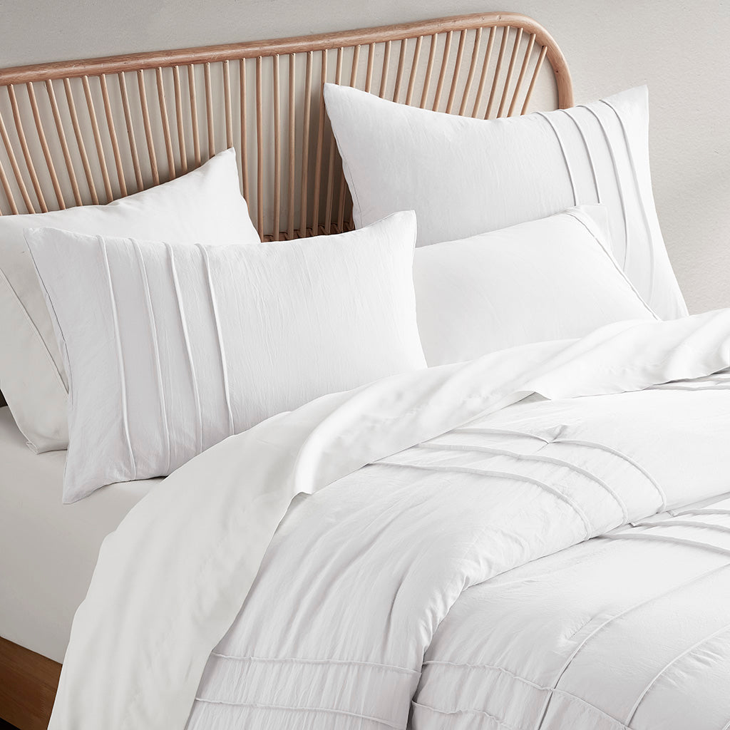 Comfort Spaces Soft Washed Pleated Duvet Cover Set