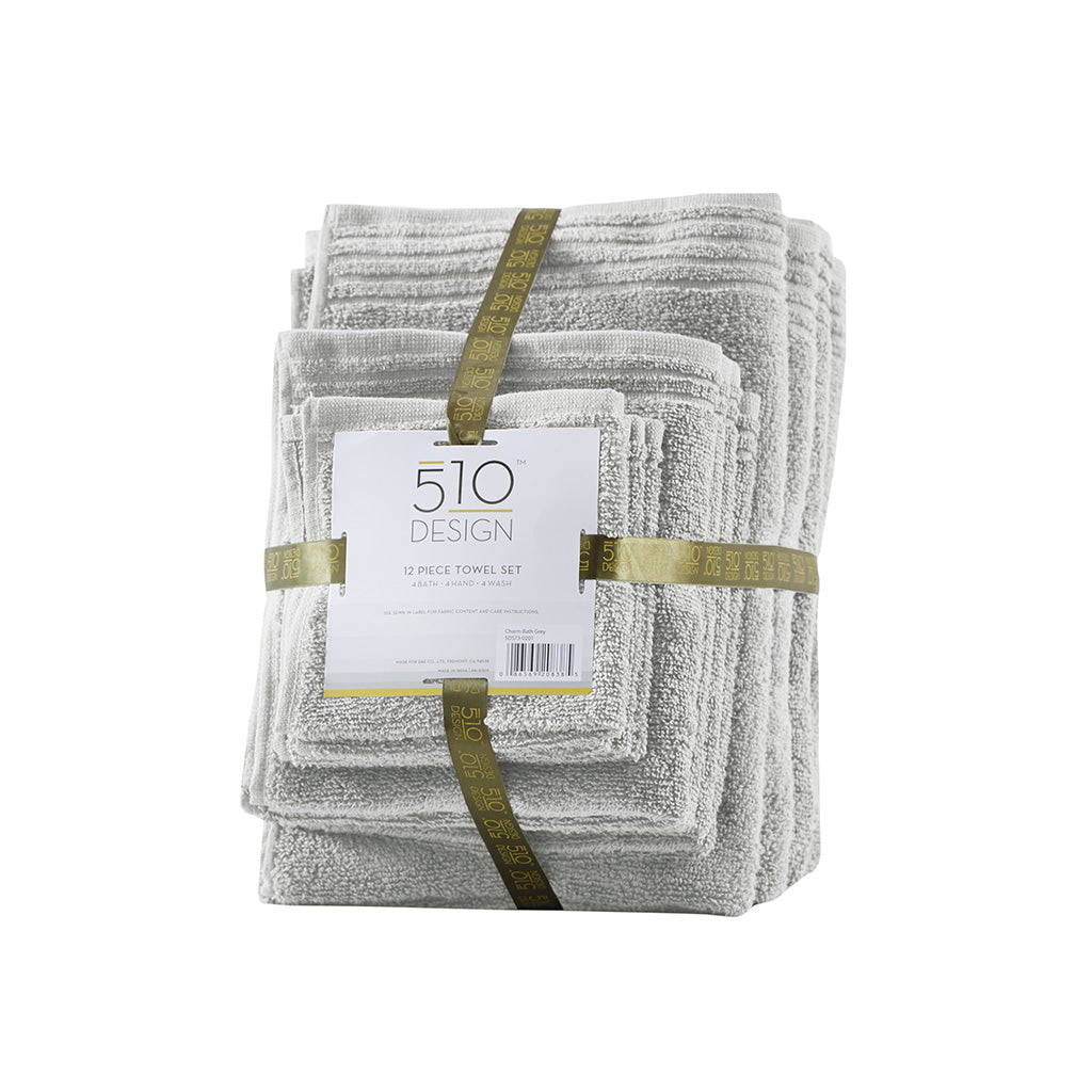 510 Design 100% Cotton Quick Dry 12 Piece Bath Towel Set
