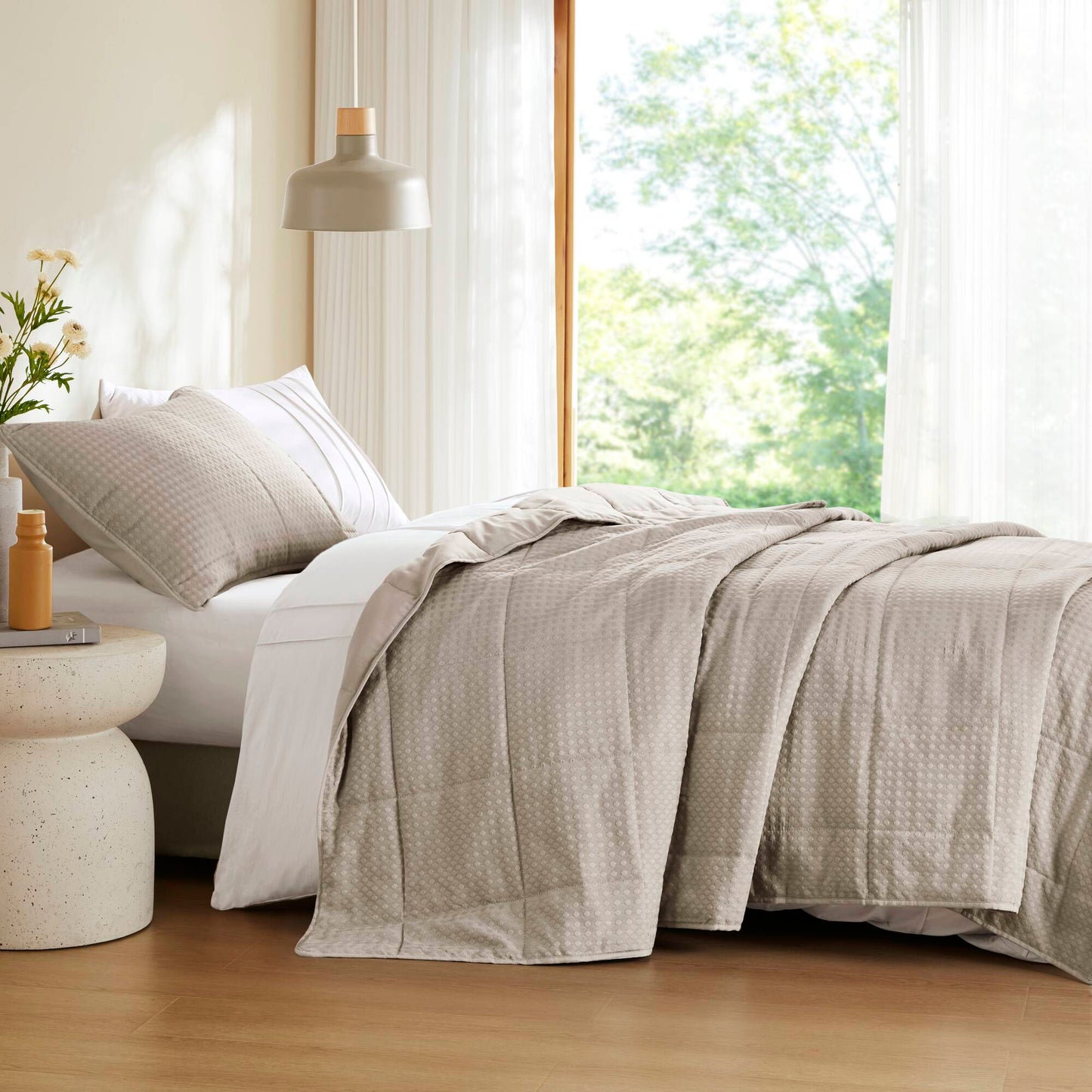 Comfort Spaces Waffle Weave Textured Quilt Set