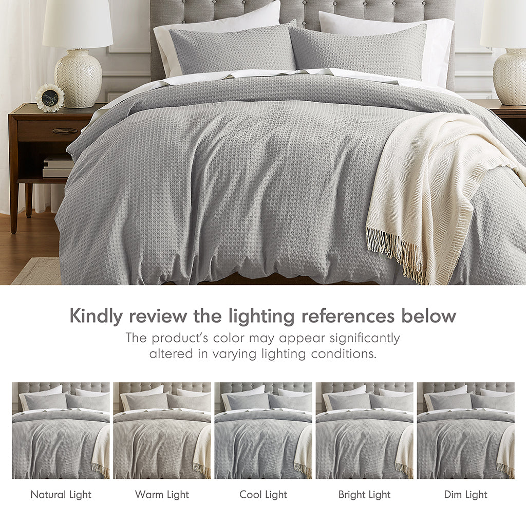 Comfort Spaces Waffle Weave Textured Duvet Cover Set