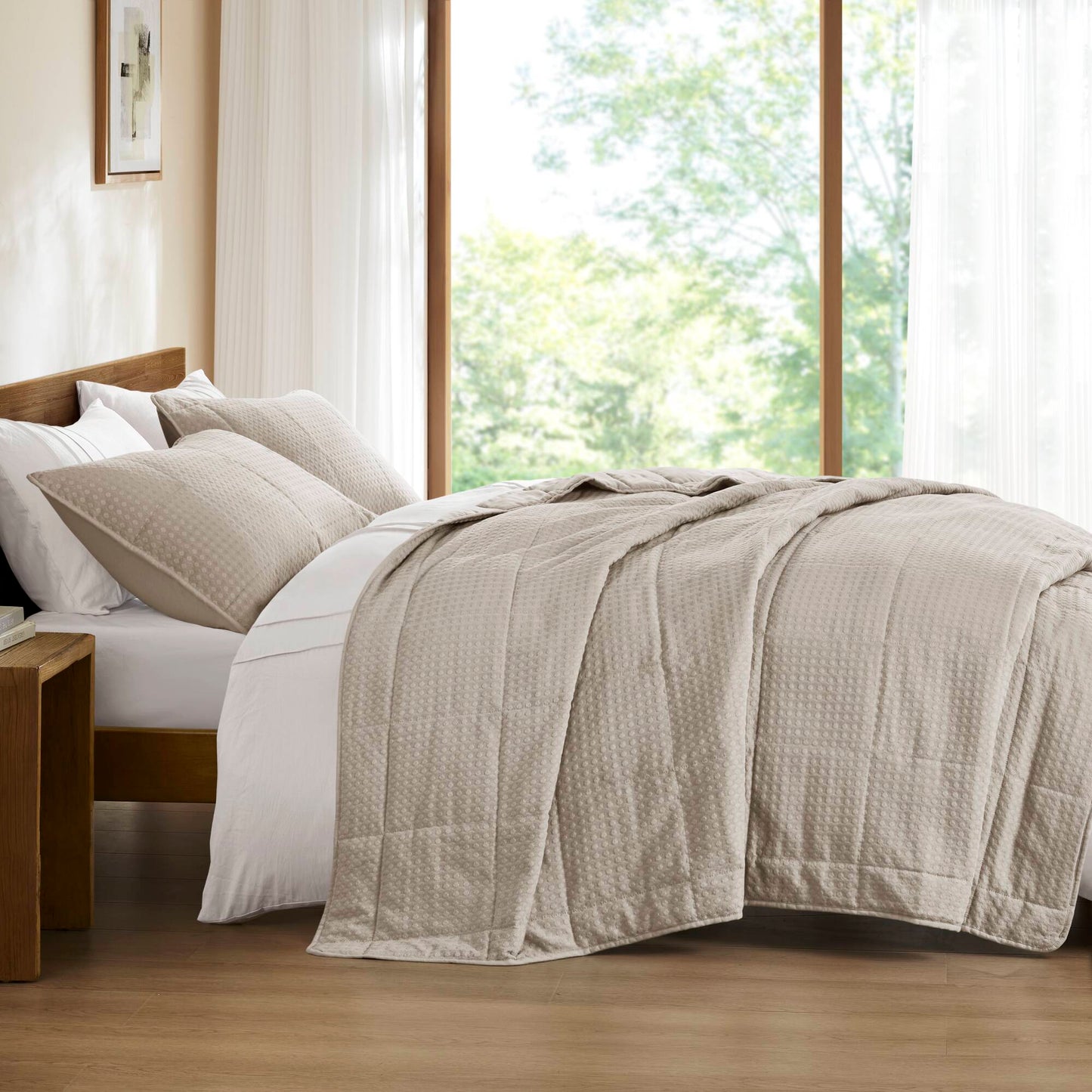 Comfort Spaces Waffle Weave Textured Quilt Set