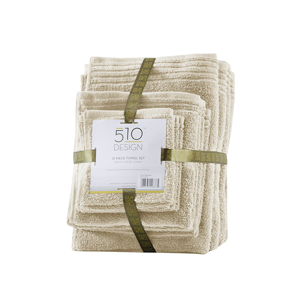 510 Design 100% Cotton Quick Dry 12 Piece Bath Towel Set