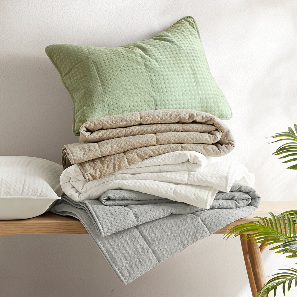 Comfort Spaces Waffle Weave Textured Quilt Set