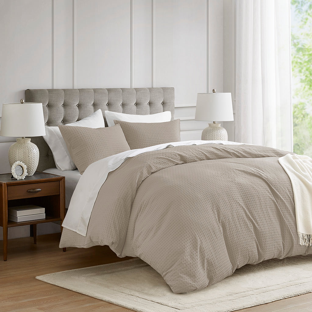 Comfort Spaces Waffle Weave Textured Duvet Cover Set