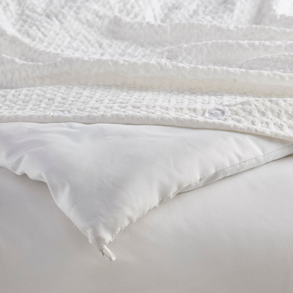 Comfort Spaces Waffle Weave Textured Duvet Cover Set