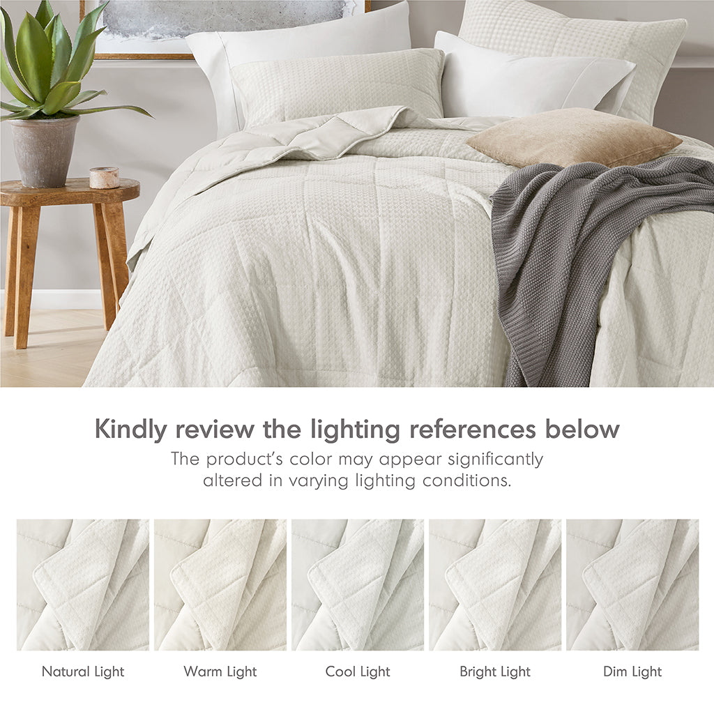 Comfort Spaces Waffle Weave Textured Quilt Set