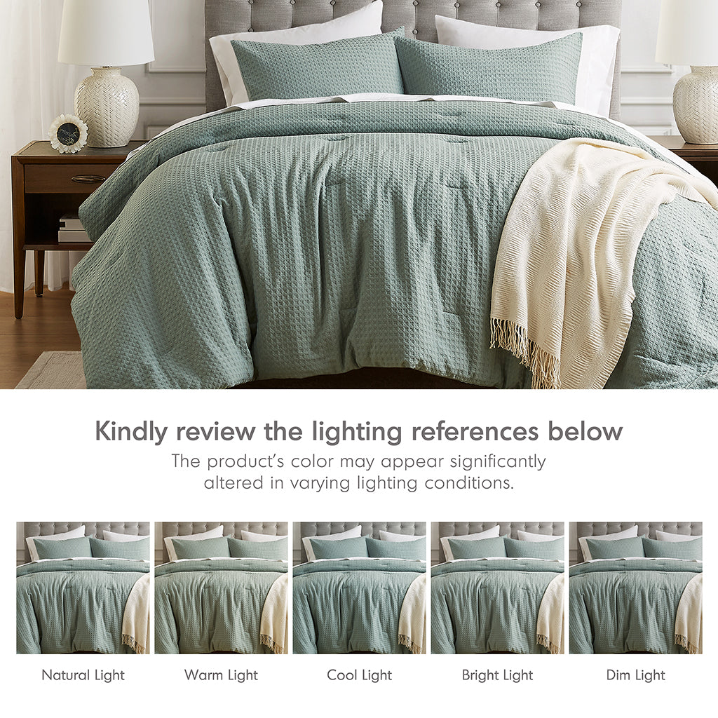 Comfort Spaces Waffle Weave Textured Comforter Set