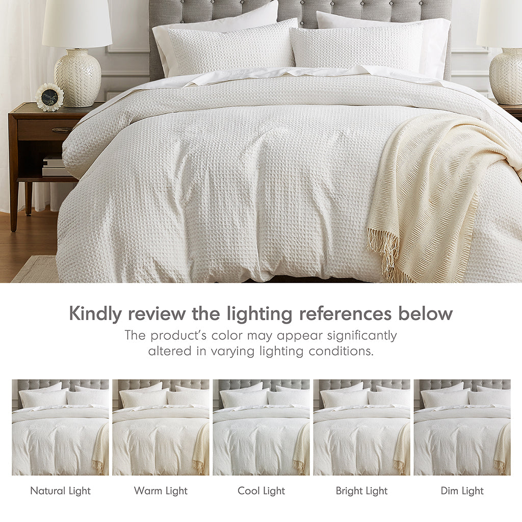 Comfort Spaces Waffle Weave Textured Duvet Cover Set