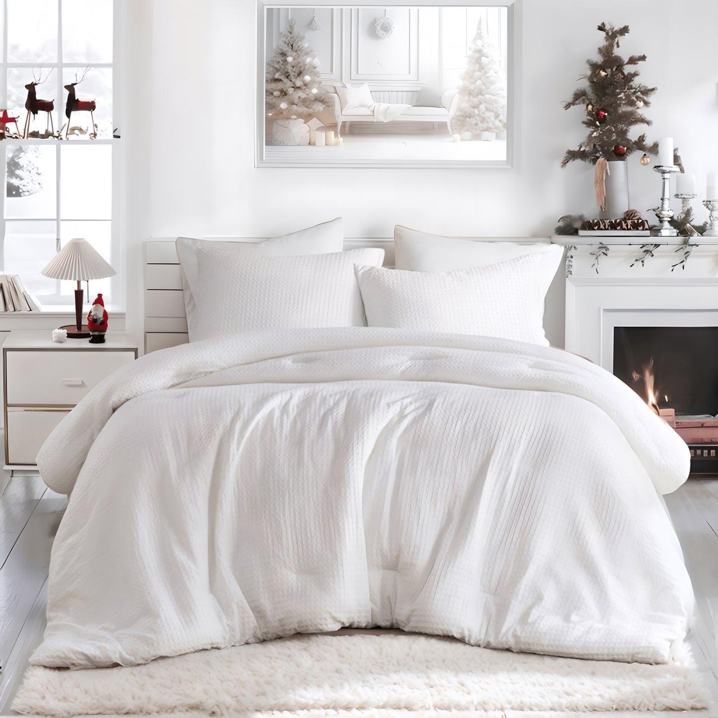 Mina Waffle Weave Textured Comforter Set