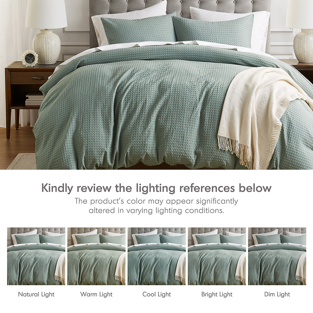 Comfort Spaces Waffle Weave Textured Duvet Cover Set