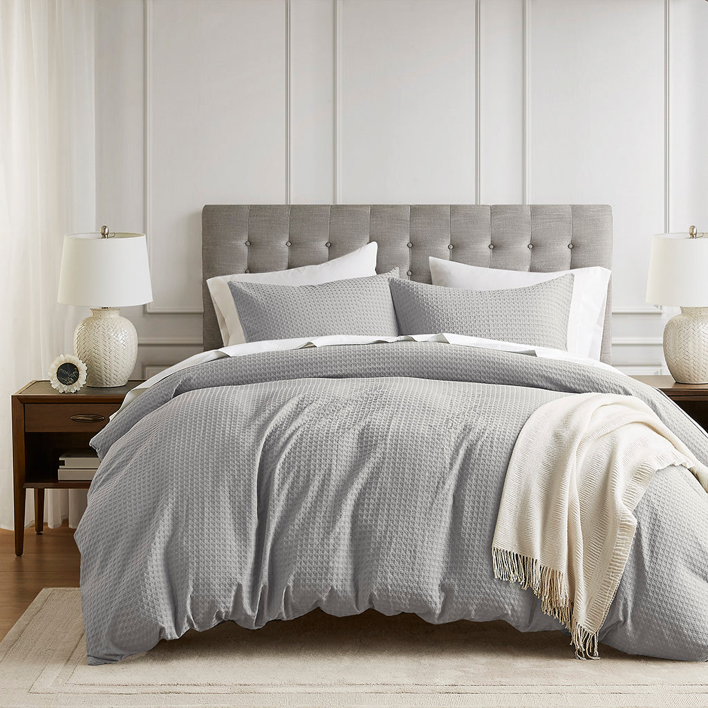 Comfort Spaces Waffle Weave Textured Duvet Cover Set