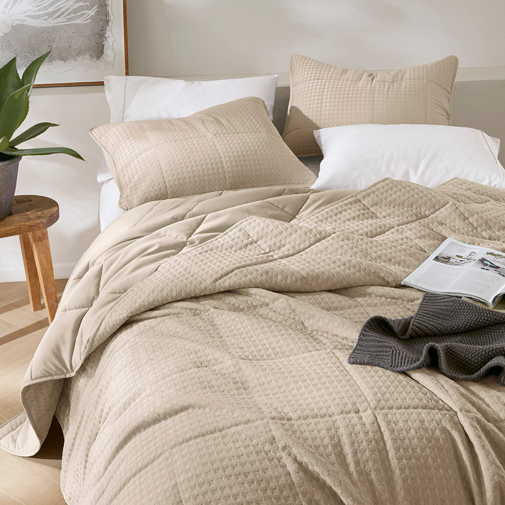 Comfort Spaces Waffle Weave Textured Quilt Set