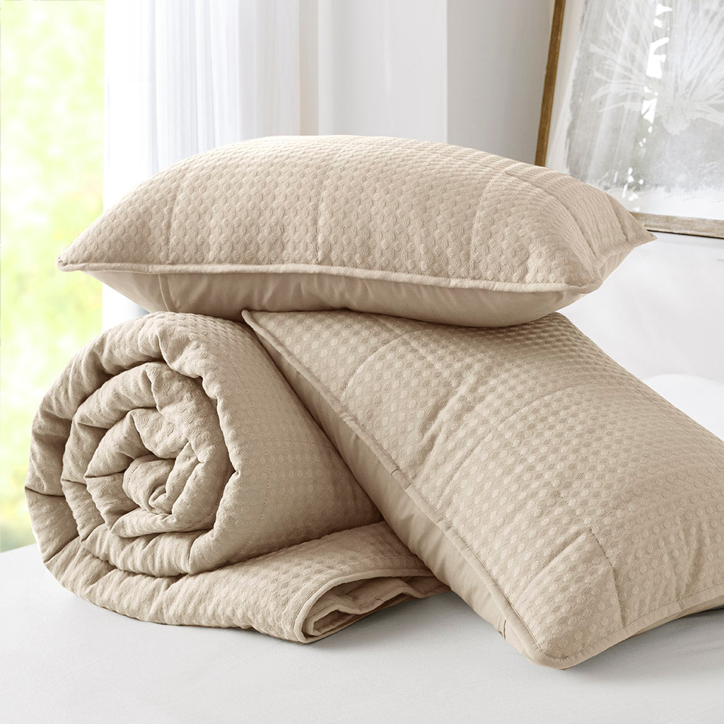 Comfort Spaces Waffle Weave Textured Quilt Set