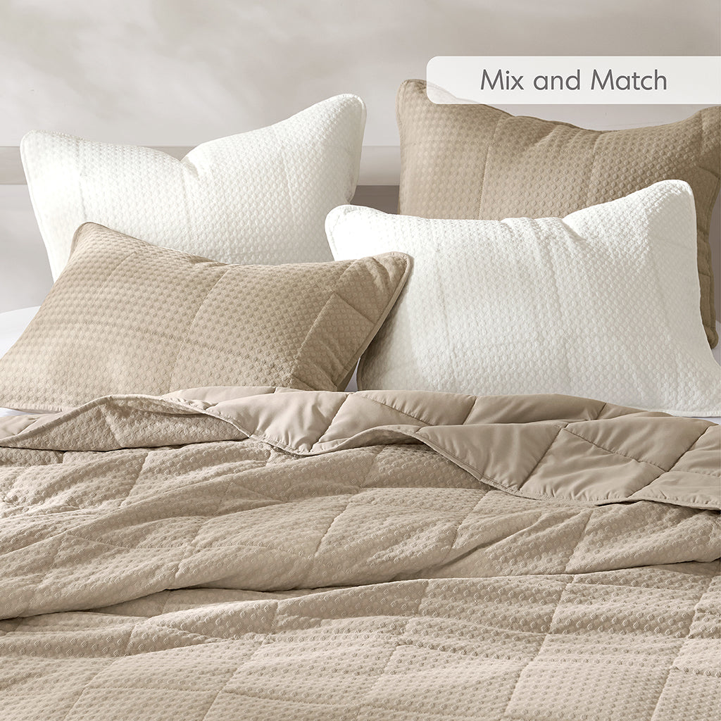 Comfort Spaces Waffle Weave Textured Quilt Set