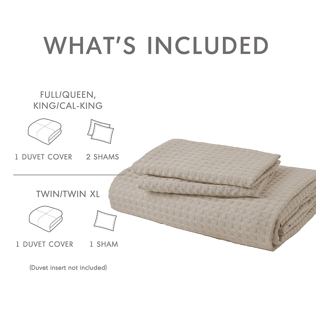 Comfort Spaces Waffle Weave Textured Duvet Cover Set