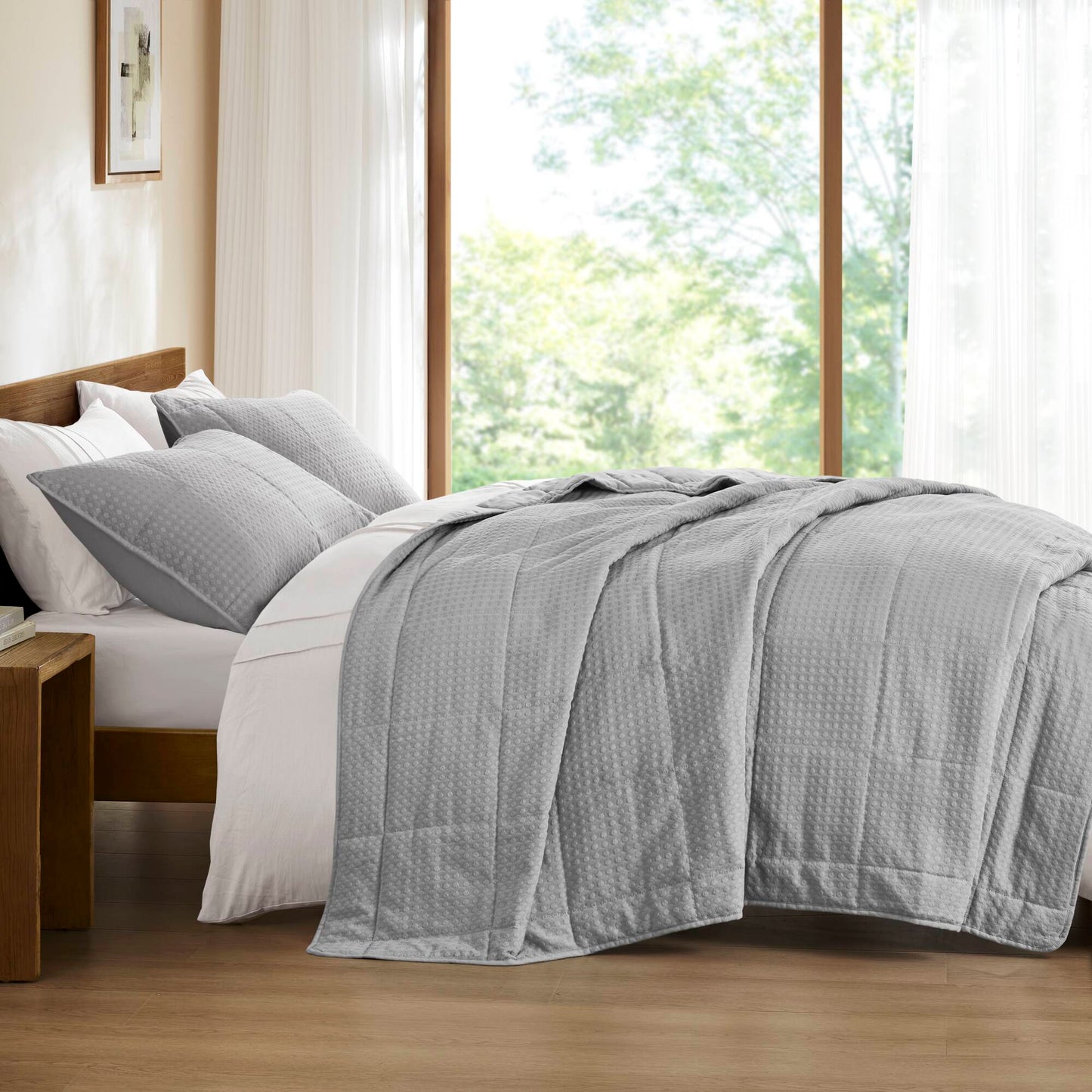 Comfort Spaces Waffle Weave Textured Quilt Set