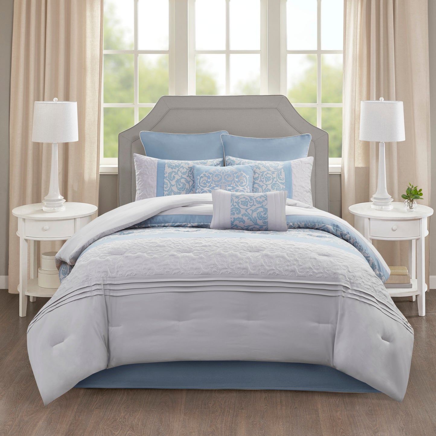 510 Design Embroidered 8 Piece Comforter Set