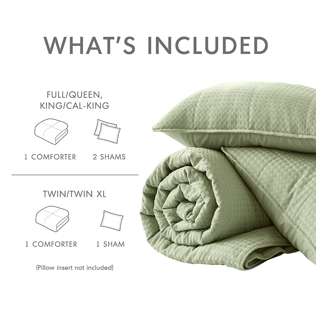 Comfort Spaces Waffle Weave Textured Quilt Set