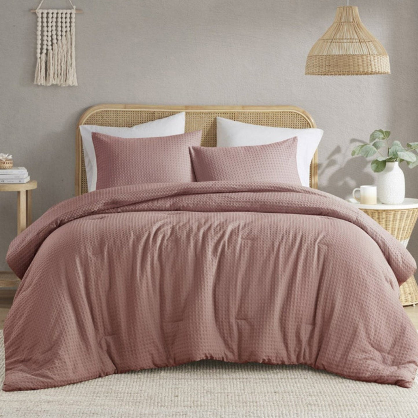 Mina Waffle Weave Textured Comforter Set