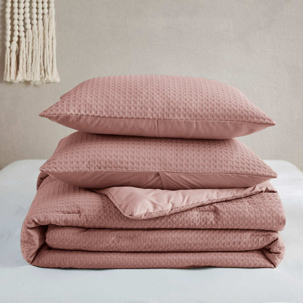Mina Waffle Weave Textured Comforter Set