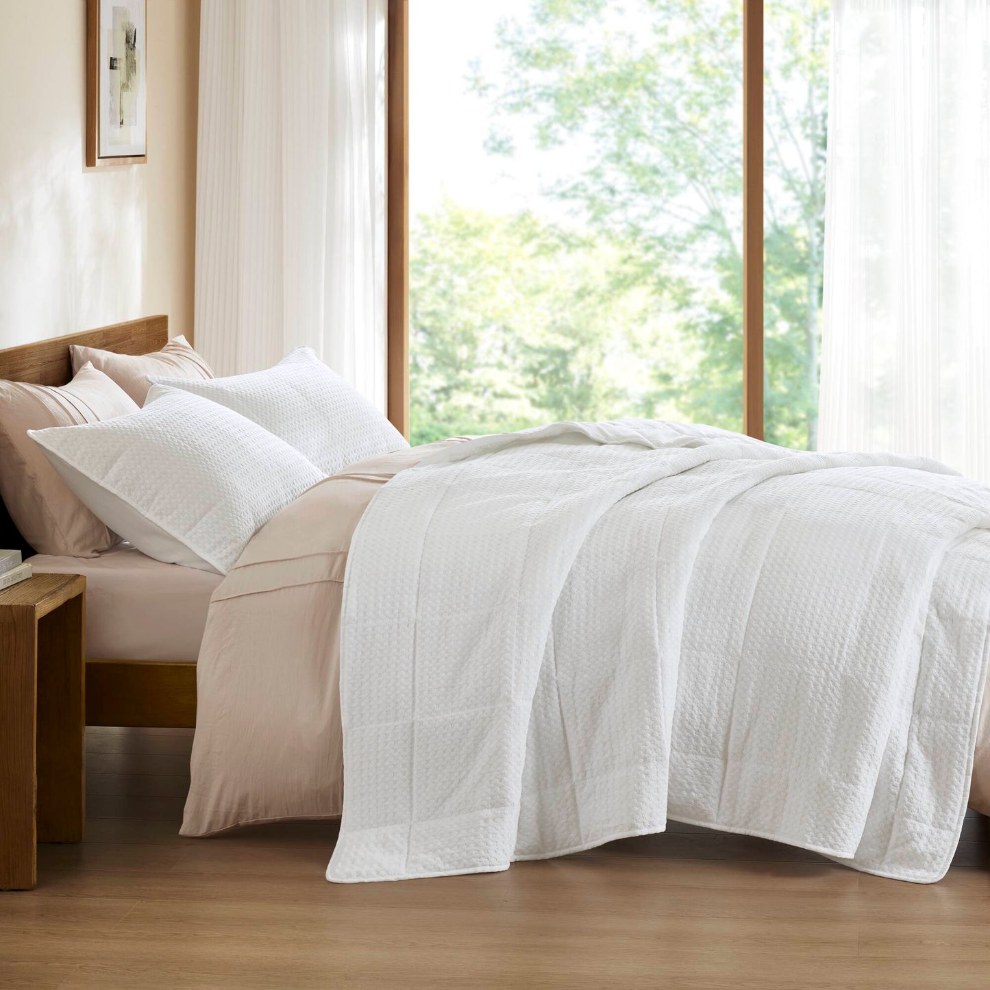 Comfort Spaces Waffle Weave Textured Quilt Set