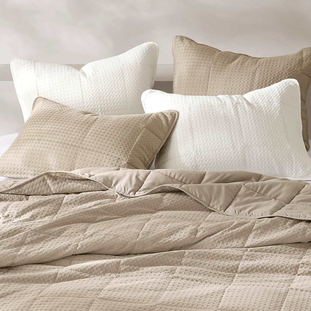 Comfort Spaces Waffle Weave Textured Quilt Set