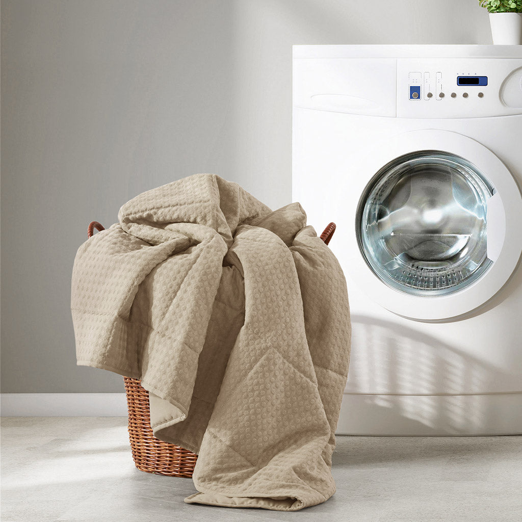 Comfort Spaces Waffle Weave Textured Quilt Set