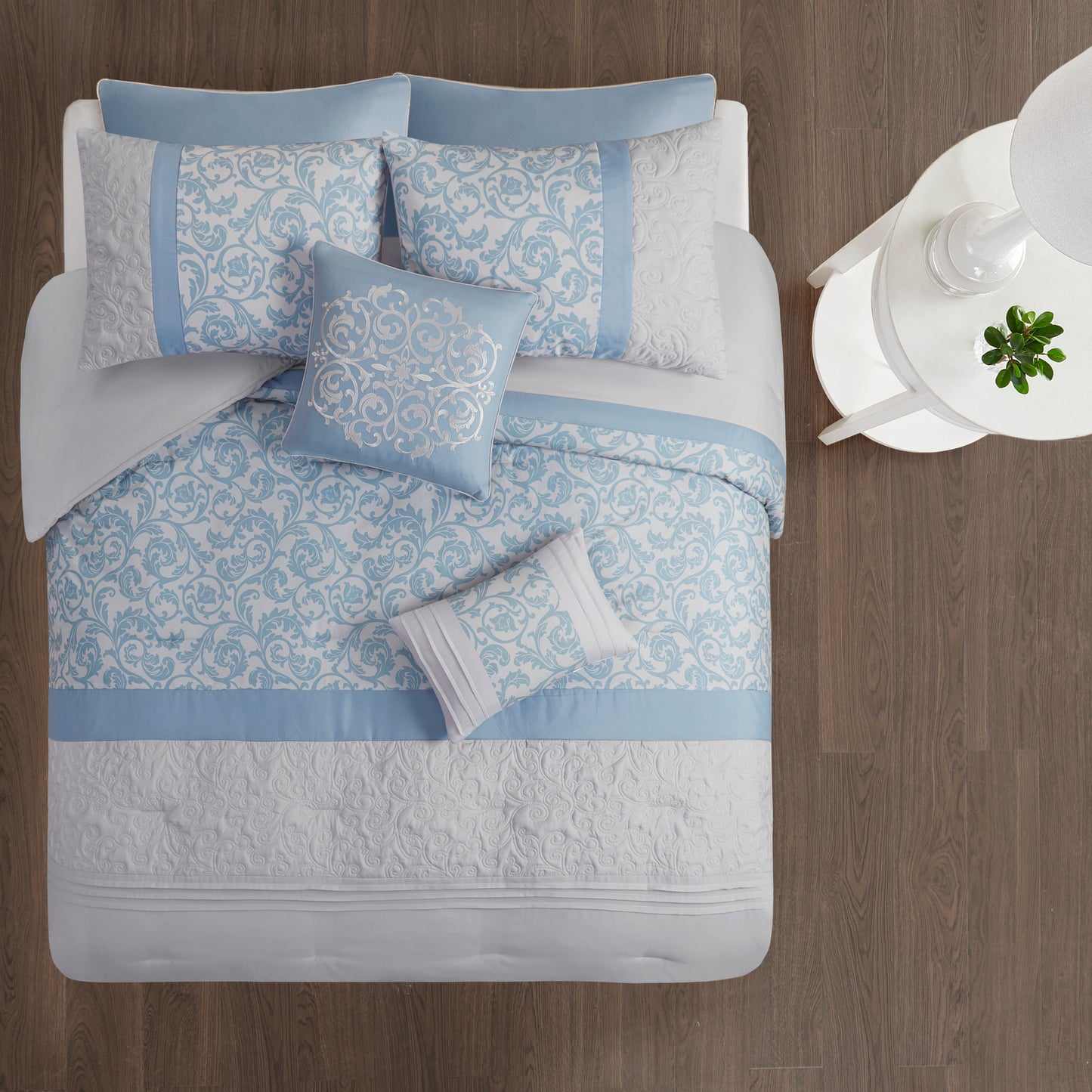510 Design Embroidered 8 Piece Comforter Set