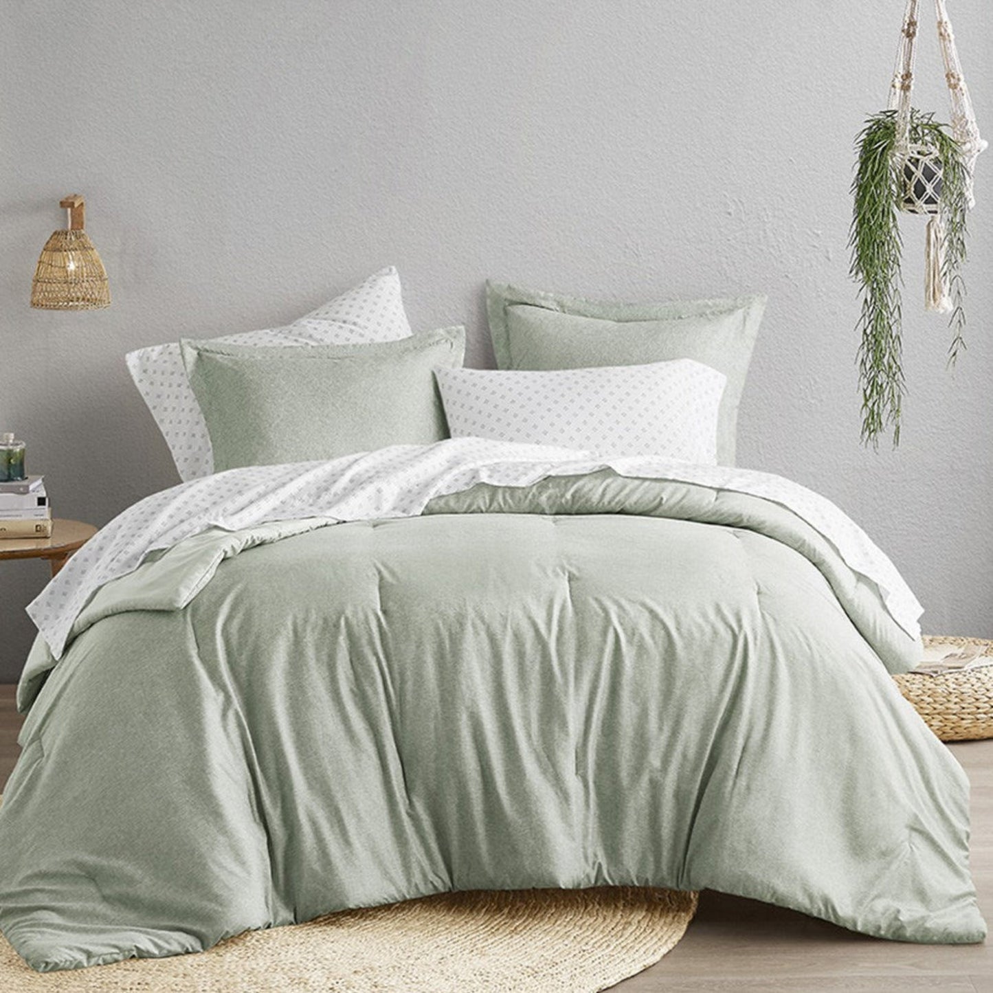 Camden Chambray Print Microfiber Comforter Set with Bed Sheets