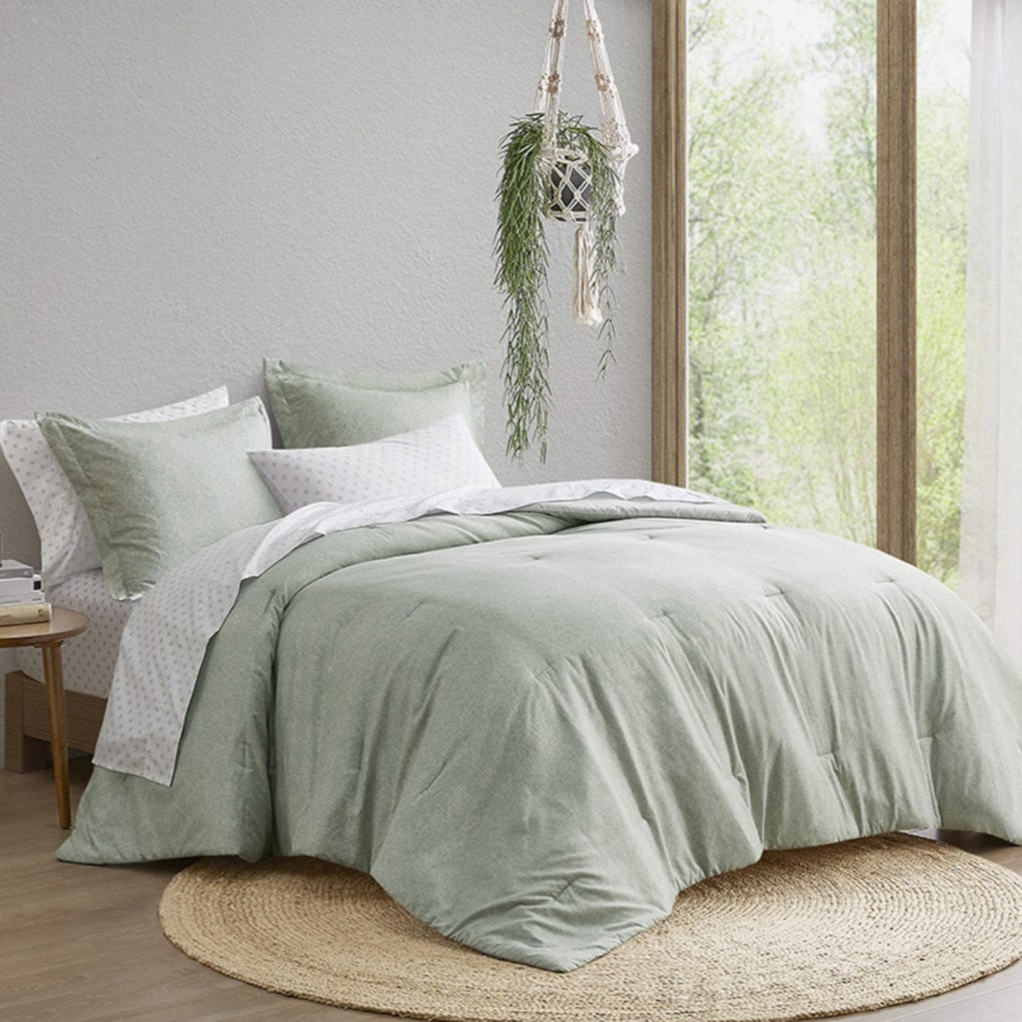 Camden Chambray Print Microfiber Comforter Set with Bed Sheets