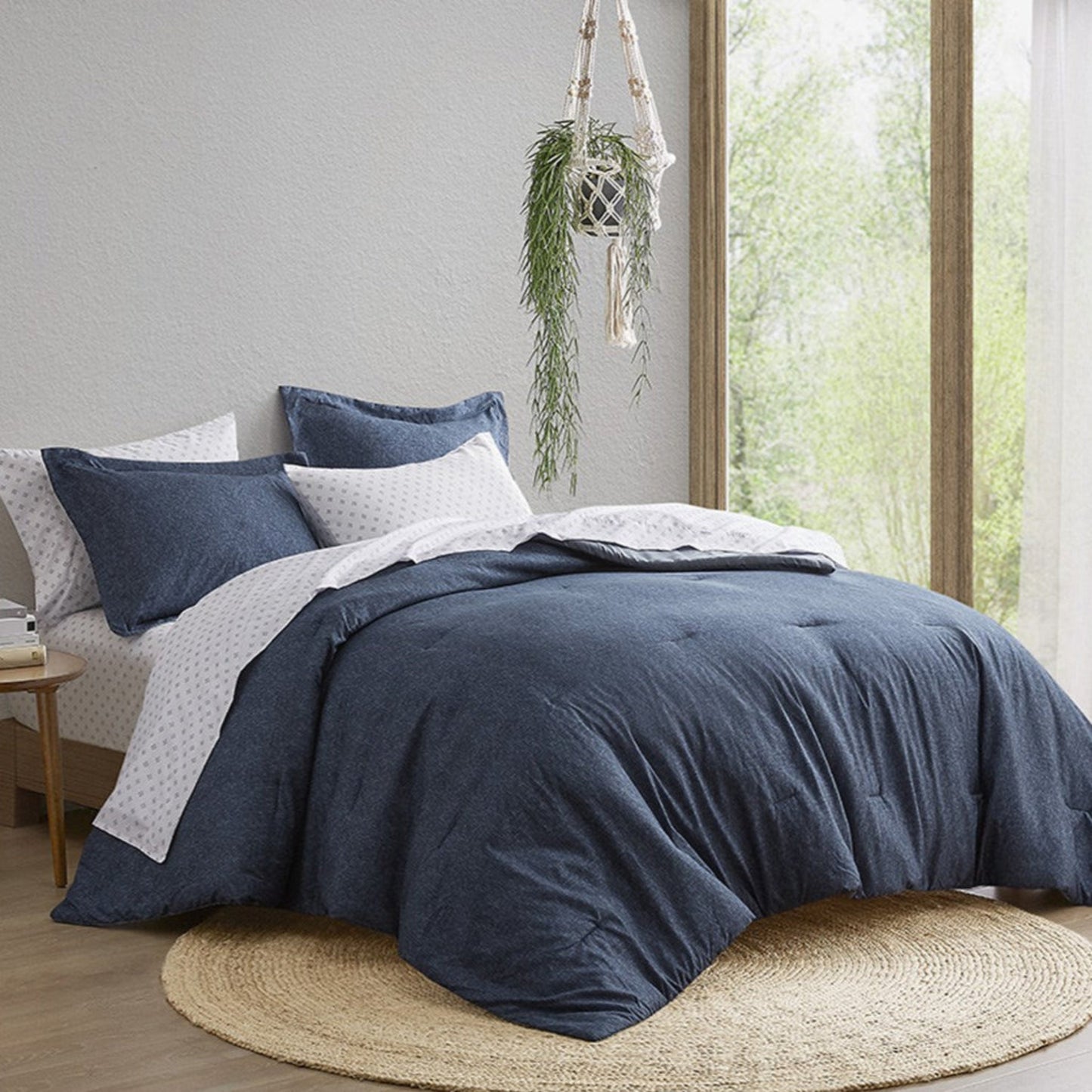 Camden Chambray Print Microfiber Comforter Set with Bed Sheets