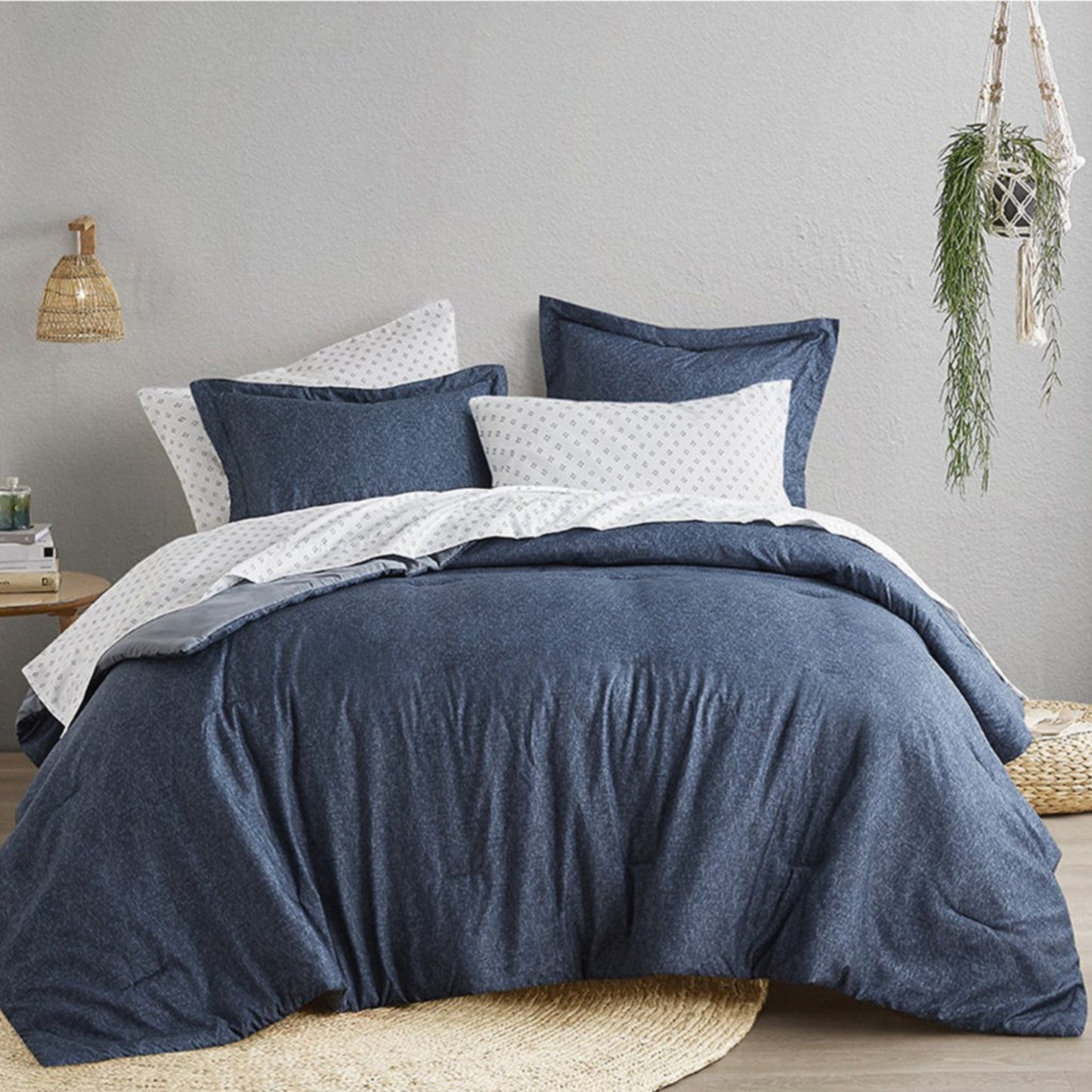 Camden Chambray Print Microfiber Comforter Set with Bed Sheets
