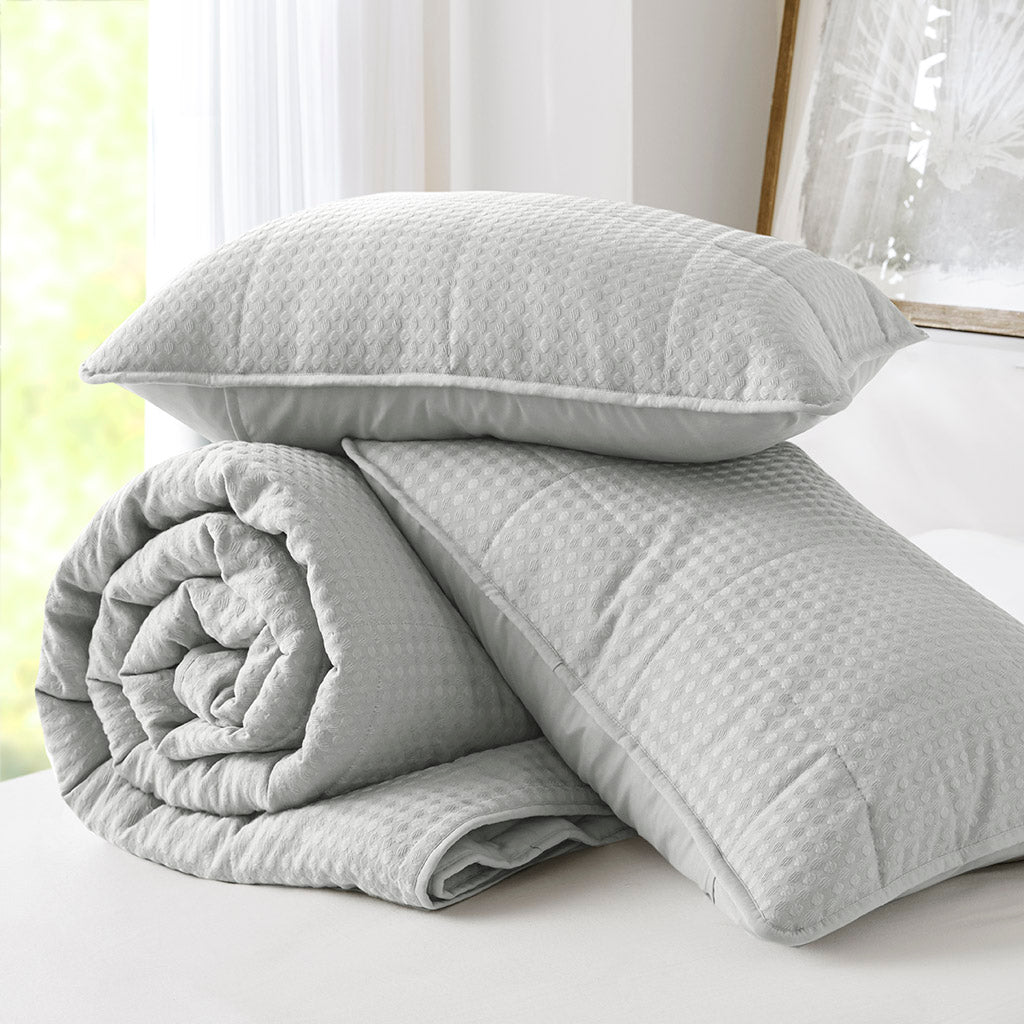 Comfort Spaces Waffle Weave Textured Quilt Set