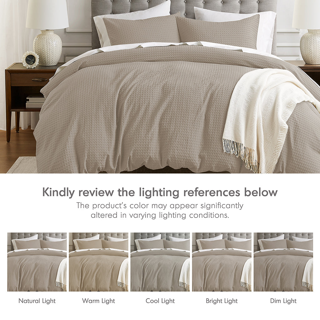 Comfort Spaces Waffle Weave Textured Duvet Cover Set