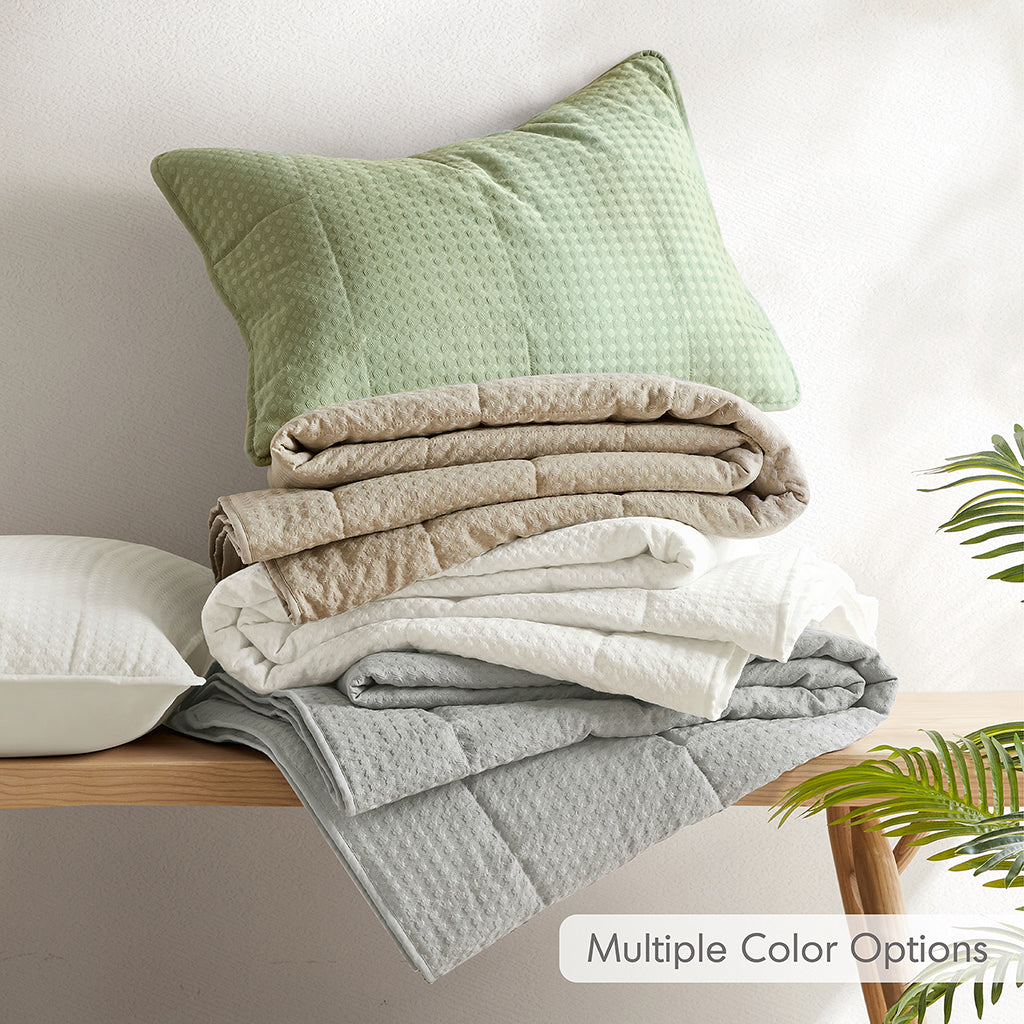 Comfort Spaces Waffle Weave Textured Quilt Set
