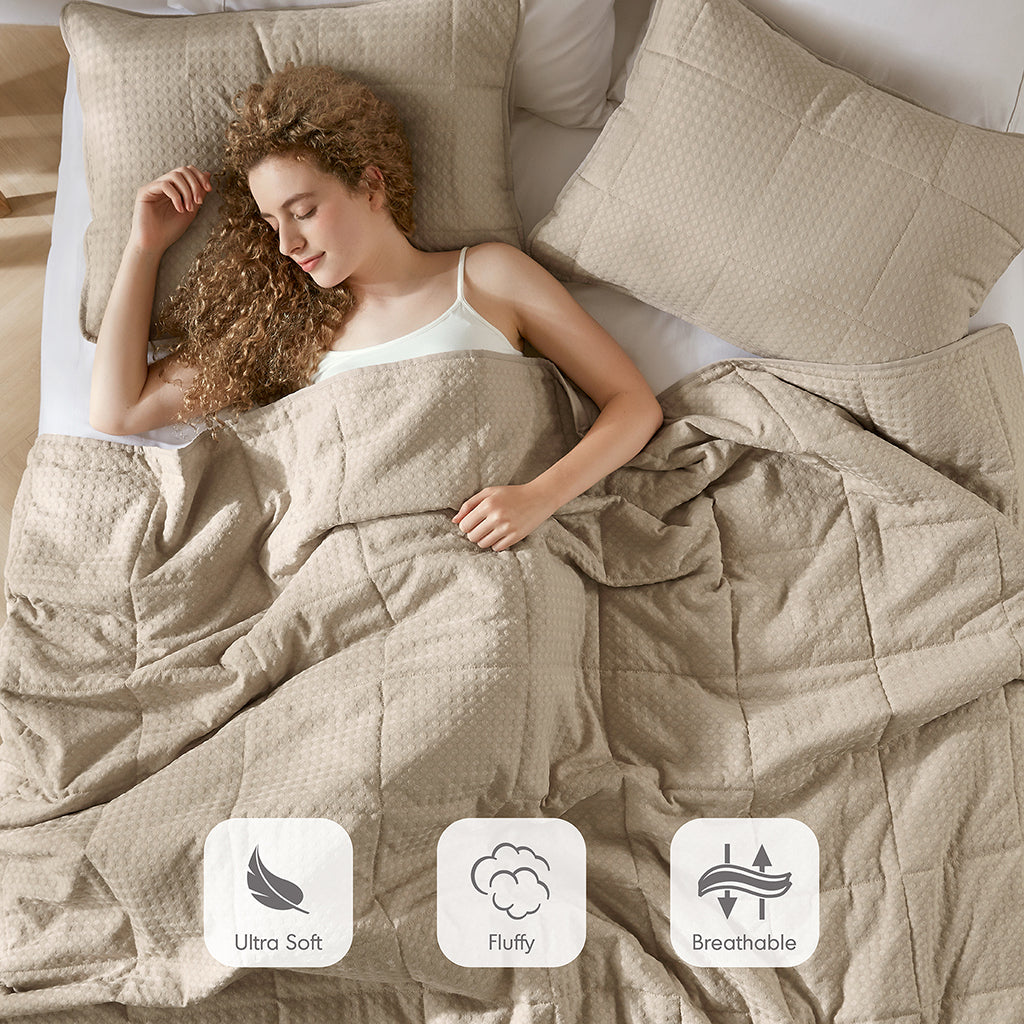 Comfort Spaces Waffle Weave Textured Quilt Set