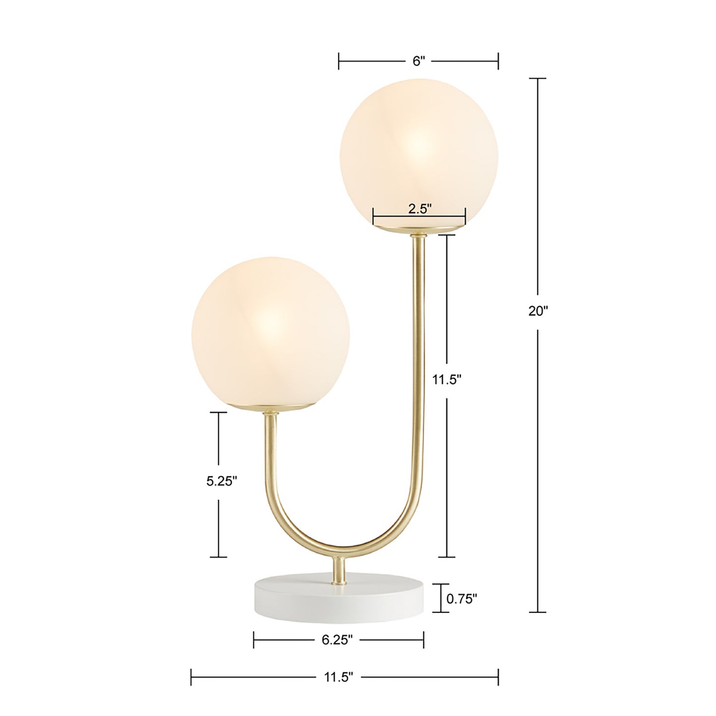 510 Design Metal 2-Light Globe Table Lamp