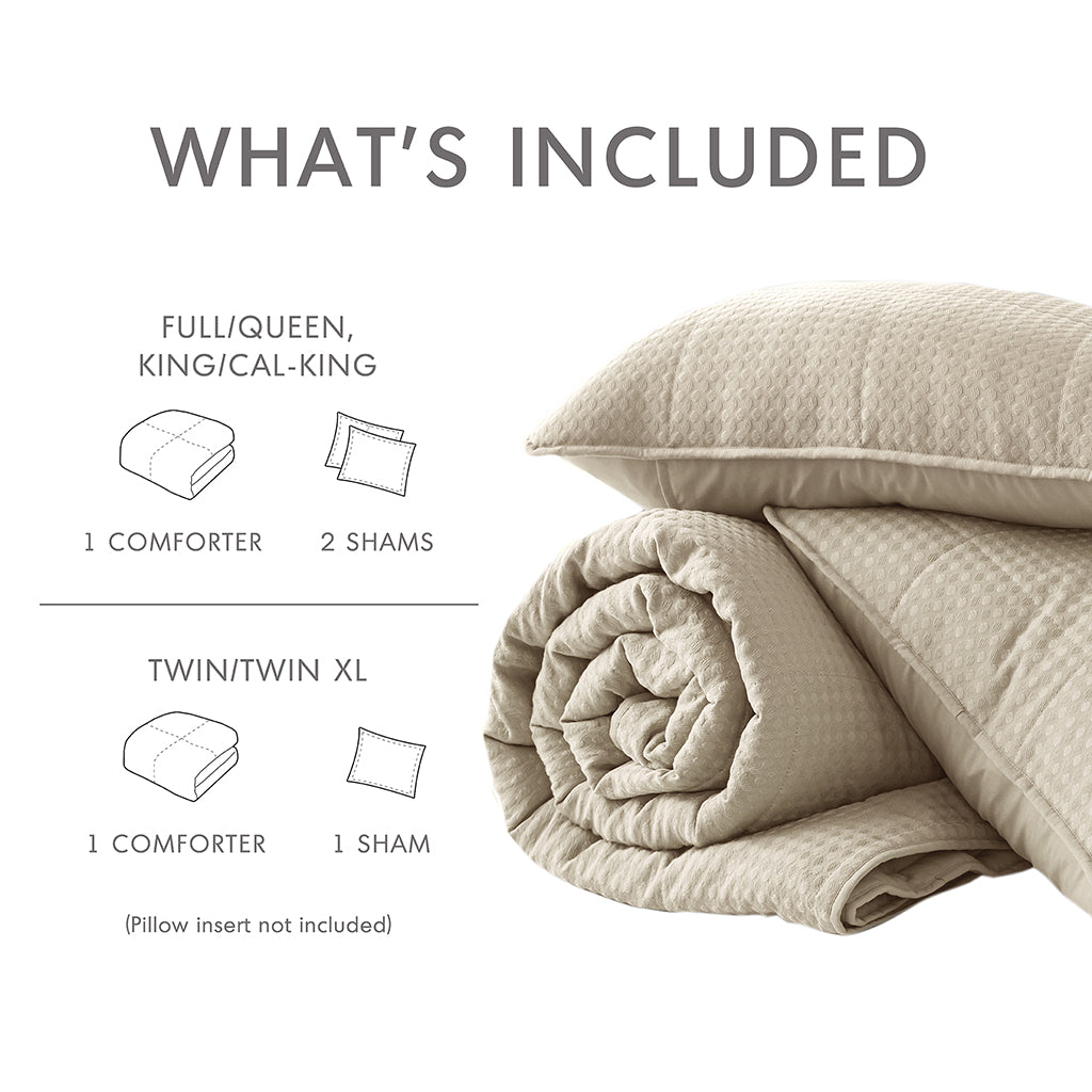 Comfort Spaces Waffle Weave Textured Quilt Set