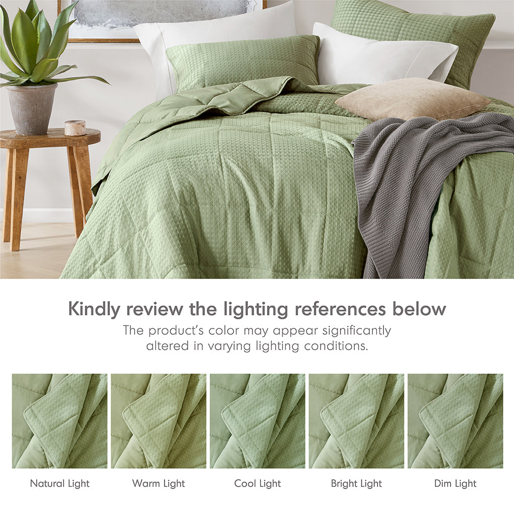 Comfort Spaces Waffle Weave Textured Quilt Set
