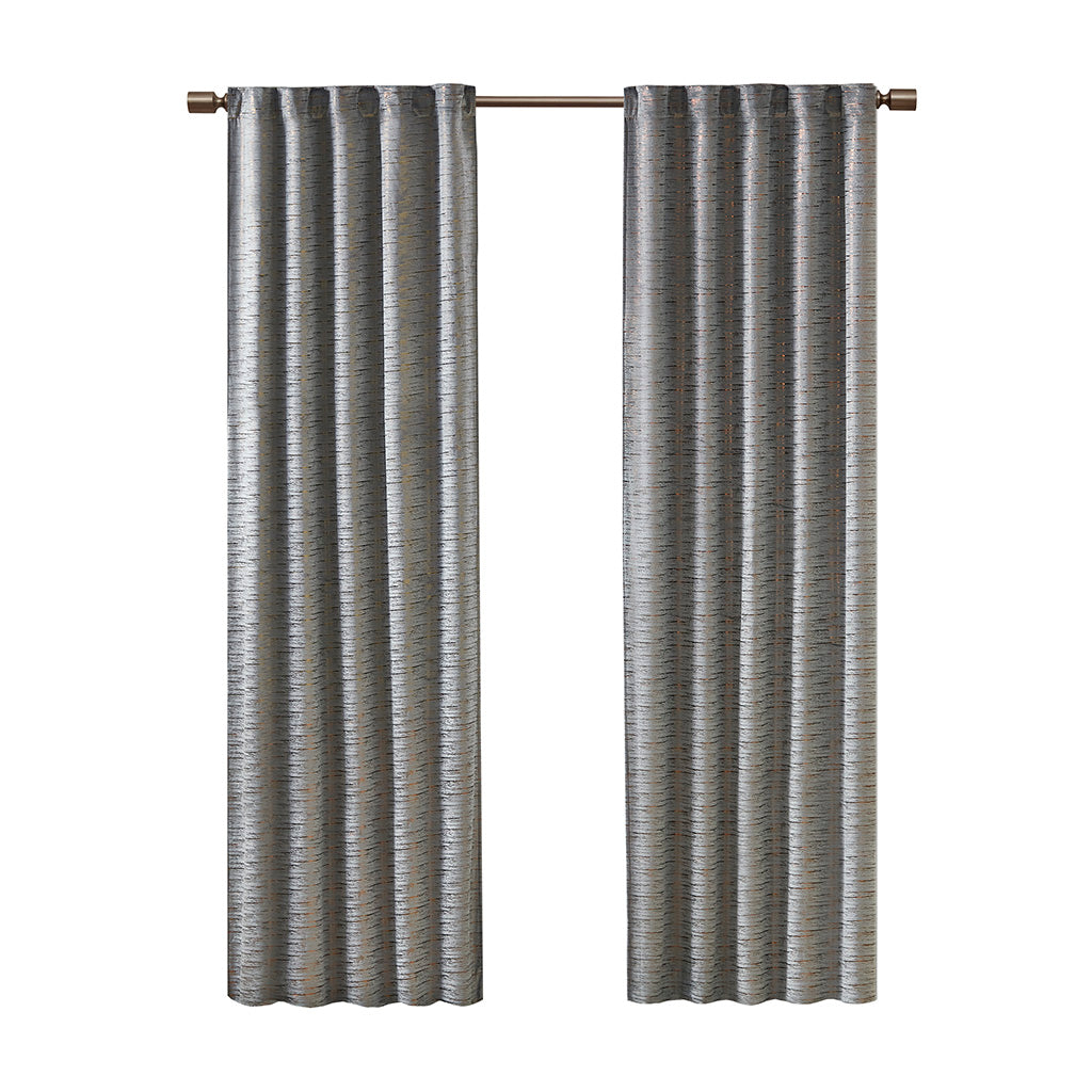 510 Design Room Darkening Metallic Printed Poly Velvet Rod Pocket/Back Tab Window Panel Pair