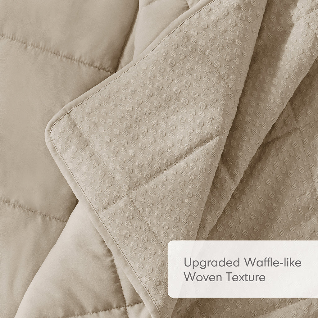Comfort Spaces Waffle Weave Textured Quilt Set