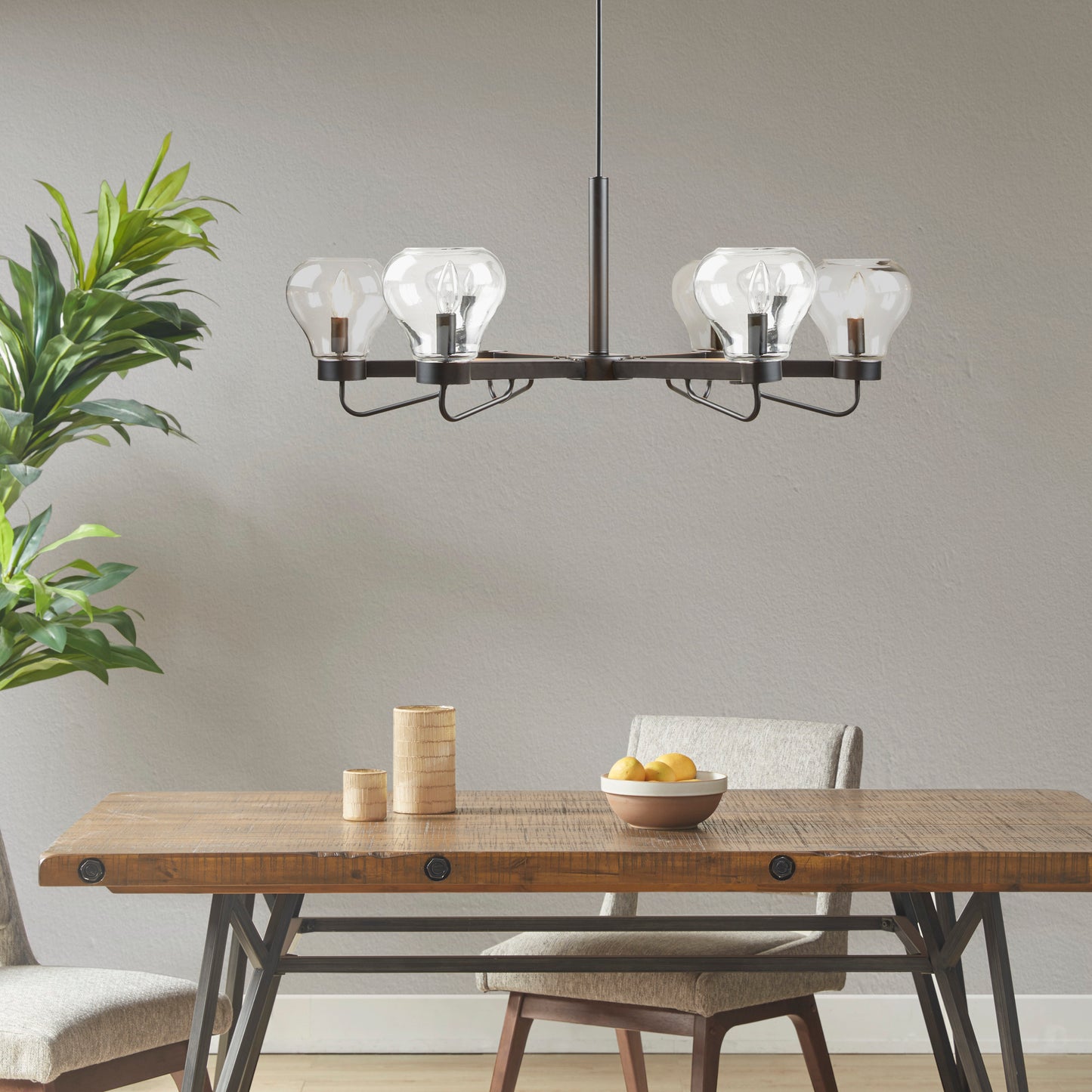 510 Design 6-Light Chandelier with Bowl Shaped Glass Shades