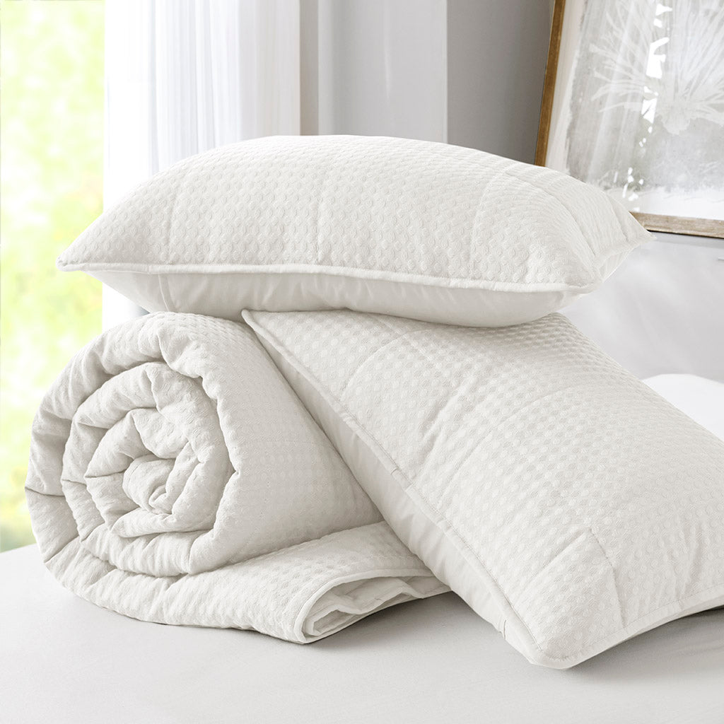 Comfort Spaces Waffle Weave Textured Quilt Set